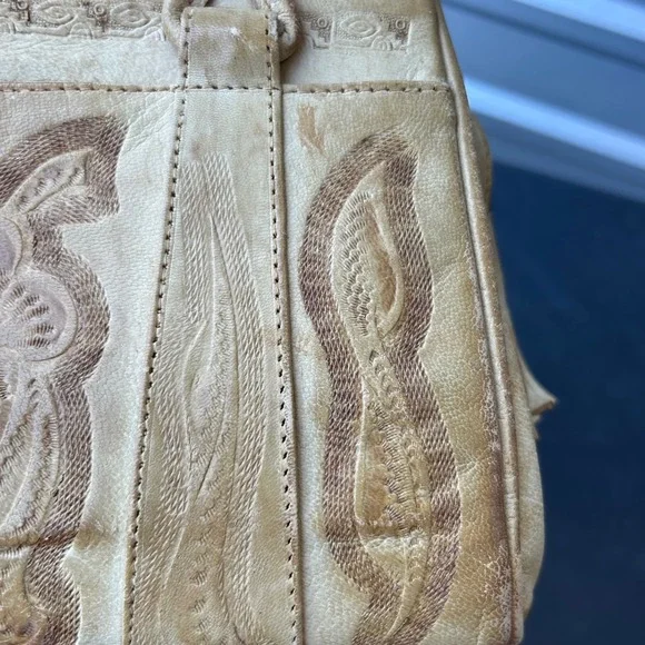 Vintage 1960's Leather Tooled Womens Purse Bag Western Vintage Retro Bag VTG - Picture 5 of 14